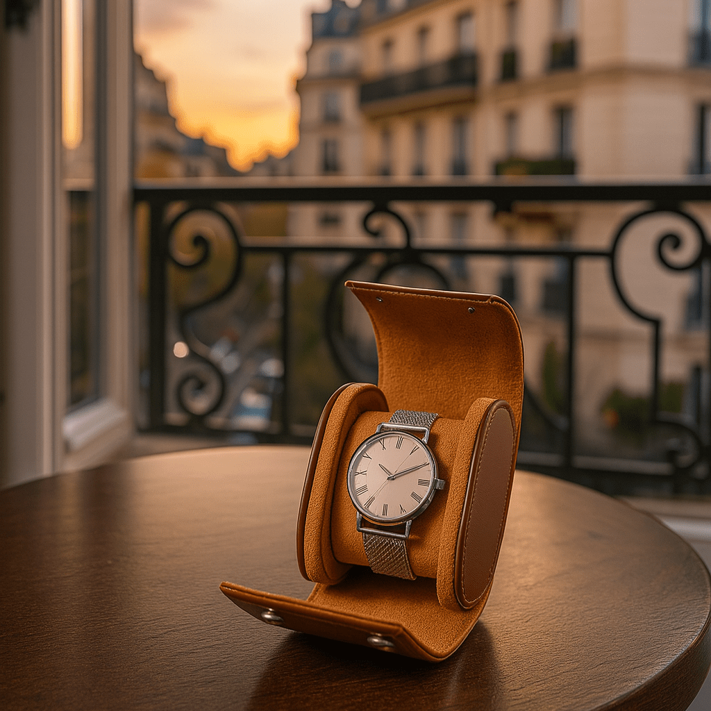 1-Slot Leather Watch Roll – Vintage Travel Case for Men | CHRONVAULT™