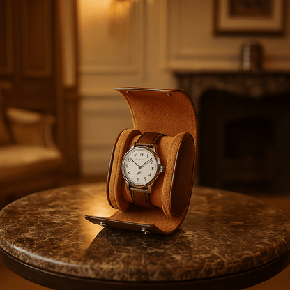 1-Slot Leather Watch Roll – Vintage Travel Case for Men | CHRONVAULT™