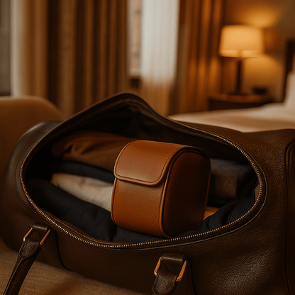 1-Slot Leather Watch Roll – Vintage Travel Case for Men | CHRONVAULT™