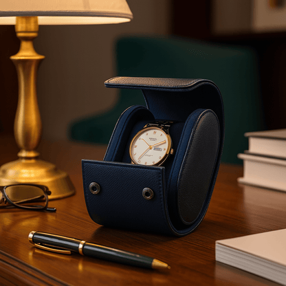 Embers Leather Watch Roll – 1 Slot Travel Pouch | CHRONVAULT™