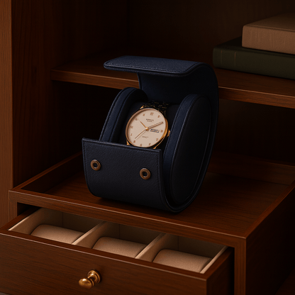 Embers Leather Watch Roll – 1 Slot Travel Pouch | CHRONVAULT™