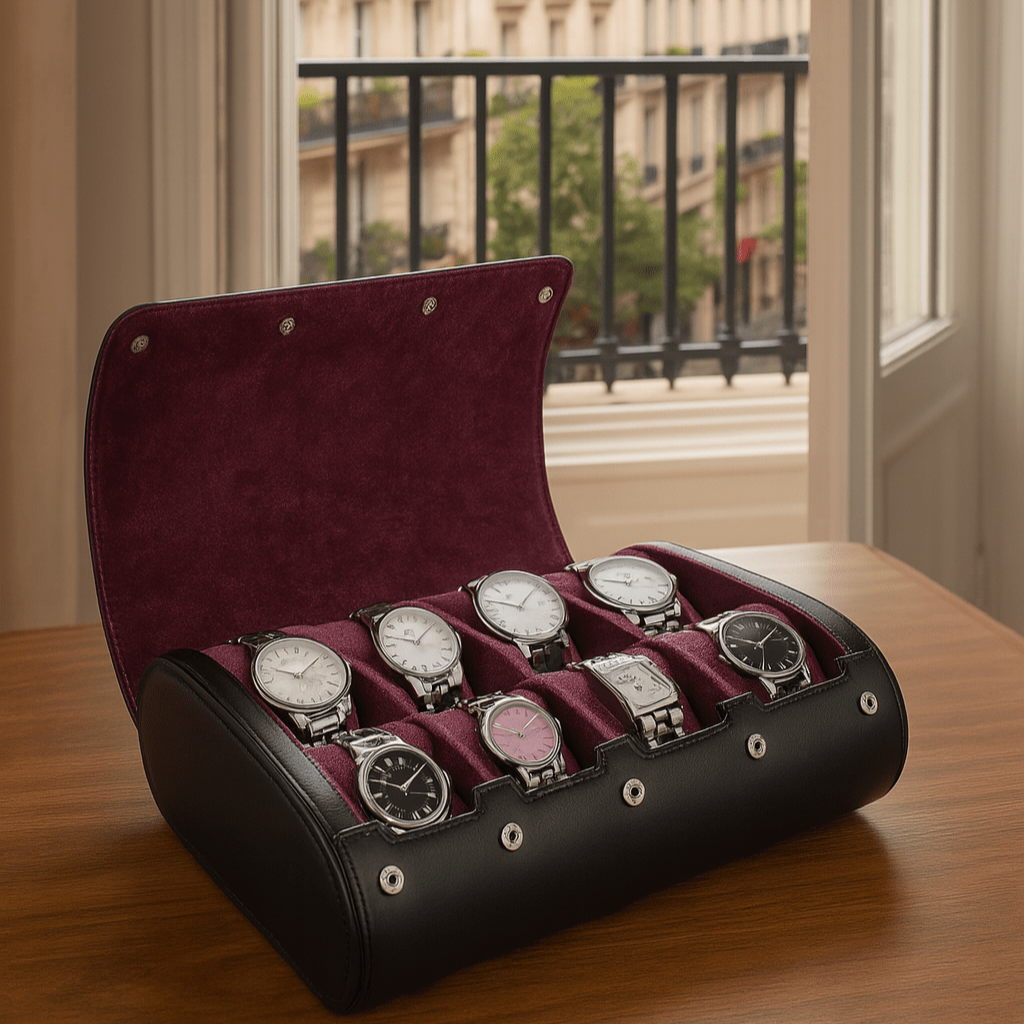 6-Slot Leather Watch Roll  | CHRONVAULT™