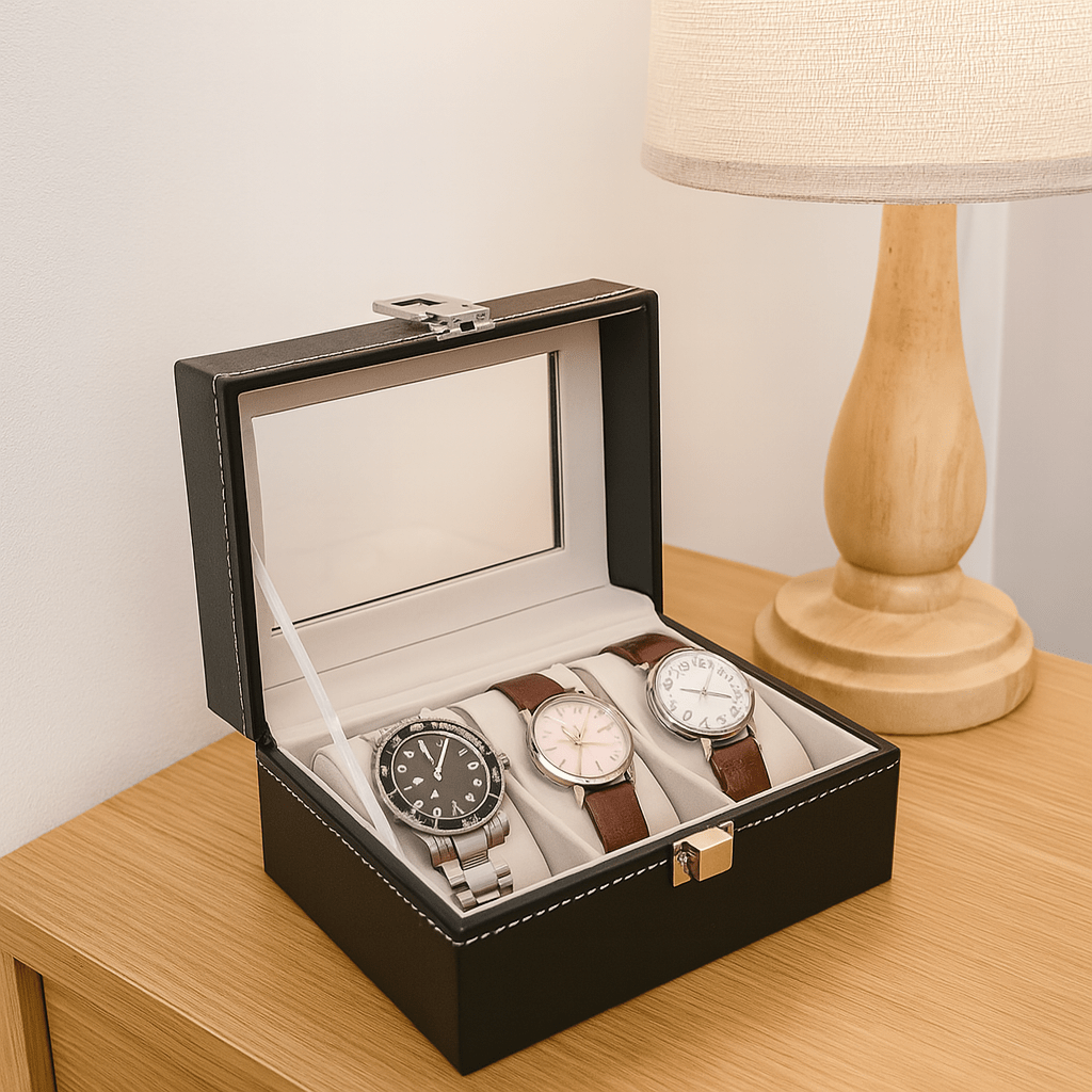 3-Slot  Leather Watch Box  lightweight  Design | CHRONVAULT™