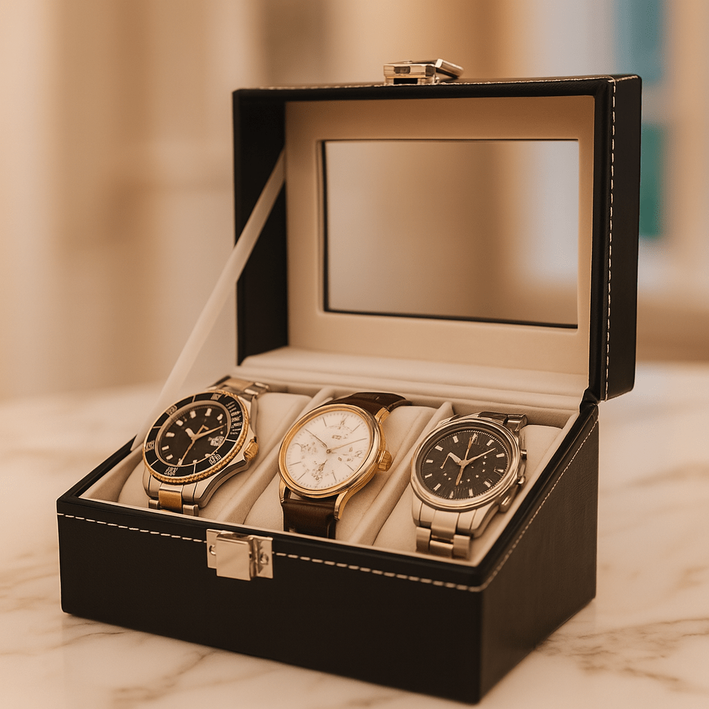3-Slot  Leather Watch Box  lightweight  Design | CHRONVAULT™