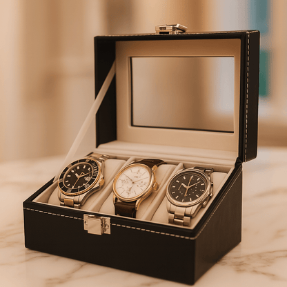 3-Slot  Leather Watch Box  lightweight  Design | CHRONVAULT™