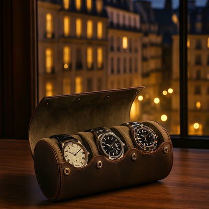 3-Slot Leather Watch box | CHRONVAULT™