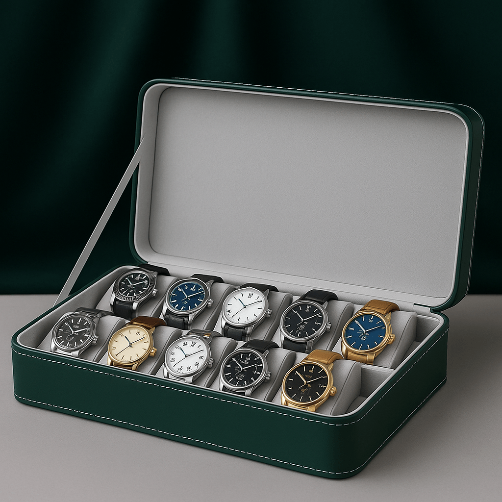 Leather Watch Box – 12 Slot Travel Zipper Case | CHRONVAULT™