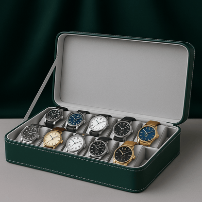 Leather Watch Box – 12 Slot Travel Zipper Case | CHRONVAULT™
