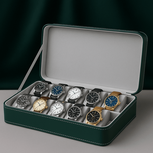 Leather Watch Box – 12 Slot Travel Zipper Case | CHRONVAULT™