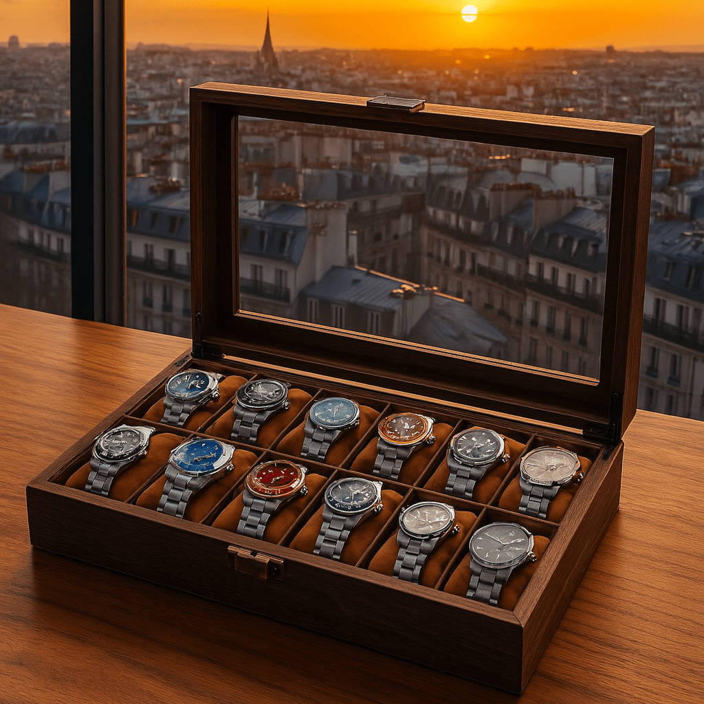 Wood Watch Box – 12 Slot Glass Display Case | CHRONVAULT™