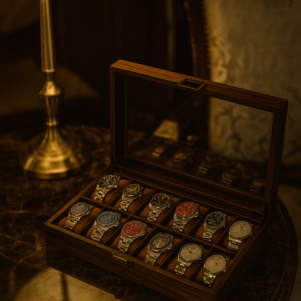 Wood Watch Box – 12 Slot Glass Display Case | CHRONVAULT™