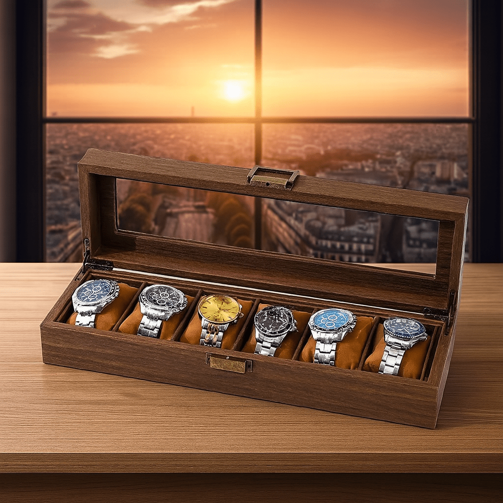 Wood Watch Box – 6 Slot Glass Display Case | CHRONVAULT™