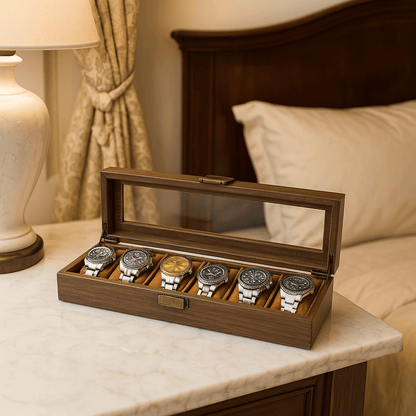 Wood Watch Box – 6 Slot Glass Display Case | CHRONVAULT™