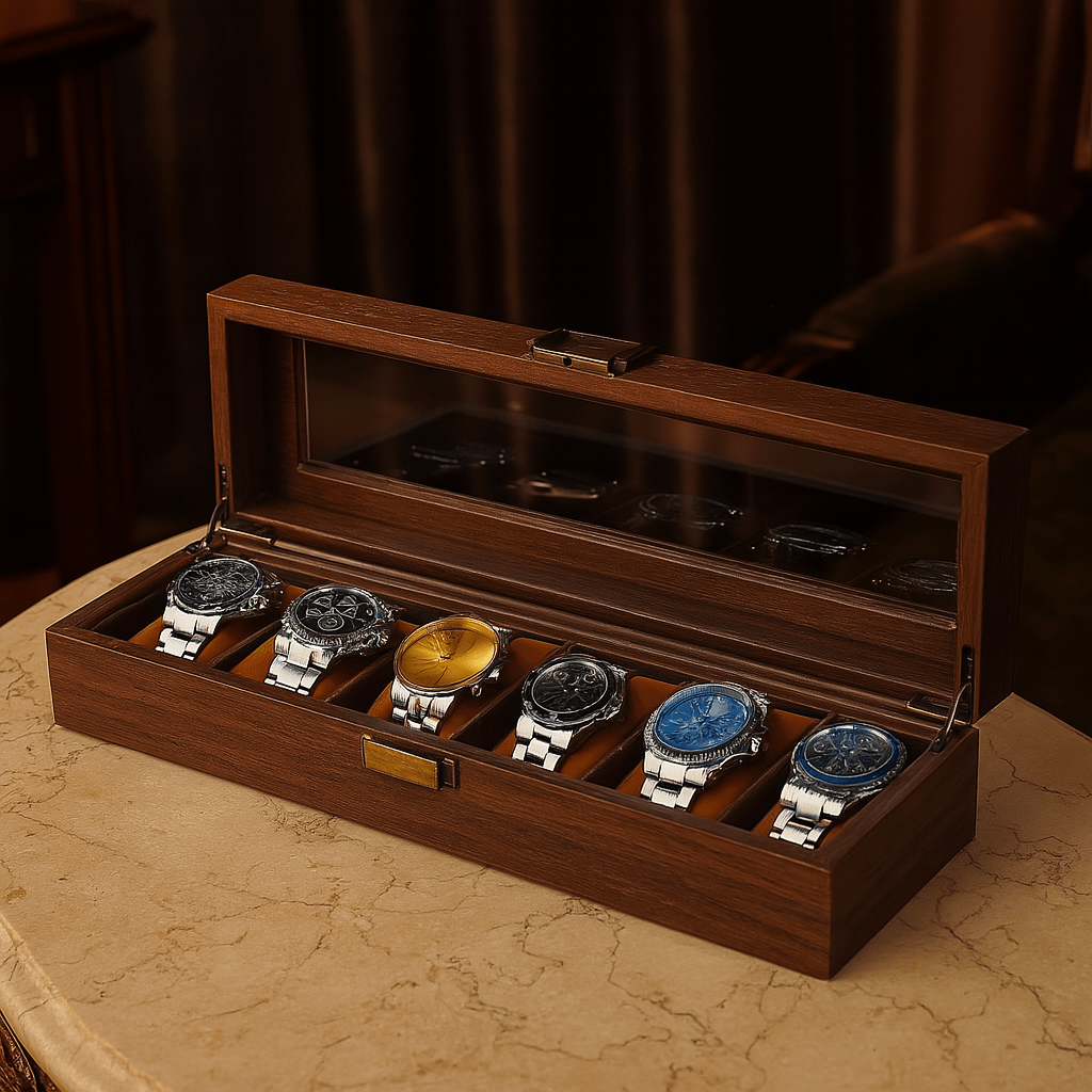 Wood Watch Box – 6 Slot Glass Display Case | CHRONVAULT™