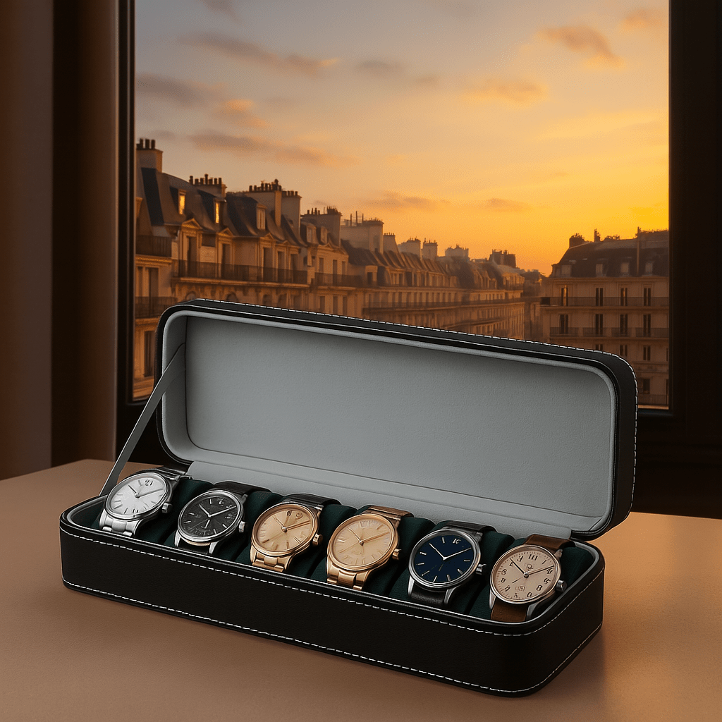 Leather Watch Box – 6 Slot Travel Zipper Case | CHRONVAULT™