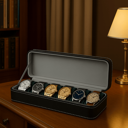 Leather Watch Box – 6 Slot Travel Zipper Case | CHRONVAULT™