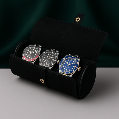 Luxury Leather Watch Roll – 3 Slot CHRONVAULT™