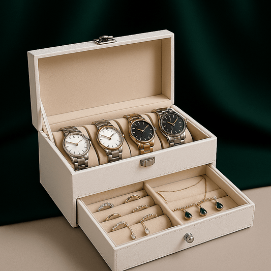 4-Slot Leather Watch Box with Jewelry Drawer | CHRONVAULT™