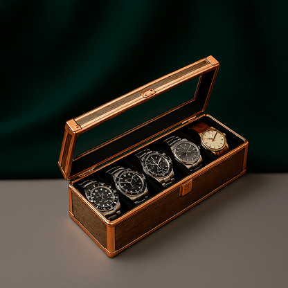 5-Slot Aluminum Watch Box – High-End Modular Display Case | CHRONVAULT™