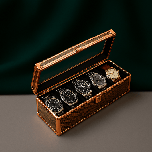 5-Slot Aluminum Watch Box – High-End Modular Display Case | CHRONVAULT™
