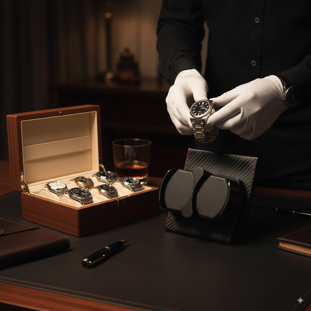 Watch Winder –  Leather Silent Rotation Box for 2 Watches | CHRONVAULT™