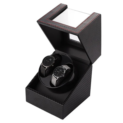 Leather Dual Watch Winder – Soft Lined Display Box with Silent Motor | CHRONVAULT™