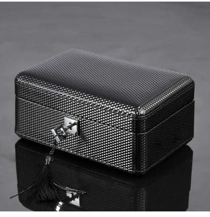 3-Slot Carbon Leather Watch Box – Lockable Organizer for Men | CHRONVAULT™