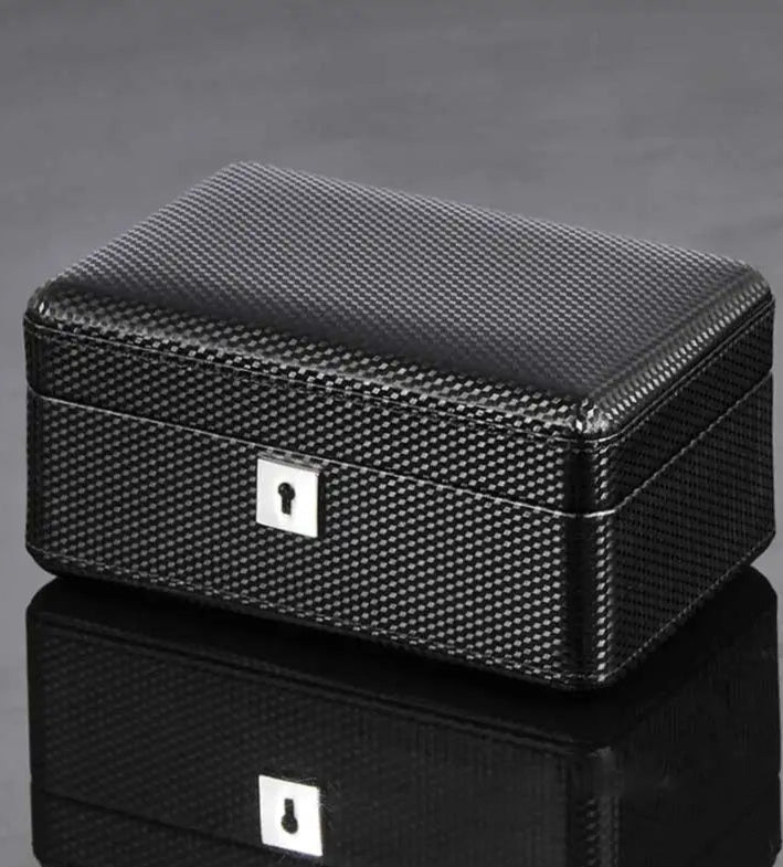 3-Slot Carbon Leather Watch Box – Lockable Organizer for Men | CHRONVAULT™