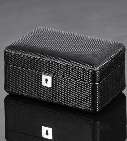 3-Slot Carbon Leather Watch Box – Lockable Organizer for Men | CHRONVAULT™