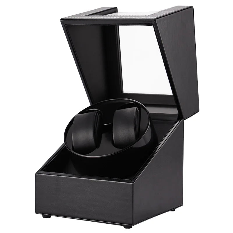 Leather Dual Watch Winder – Soft Lined Display Box with Silent Motor | CHRONVAULT™