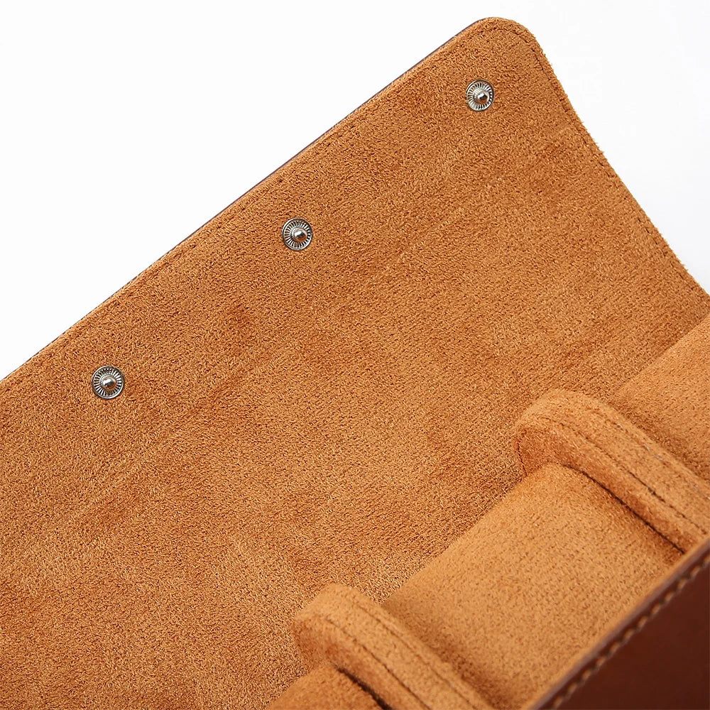 2-Slot Leather Watch Roll – Vintage Travel Case for Men | CHRONVAULT™