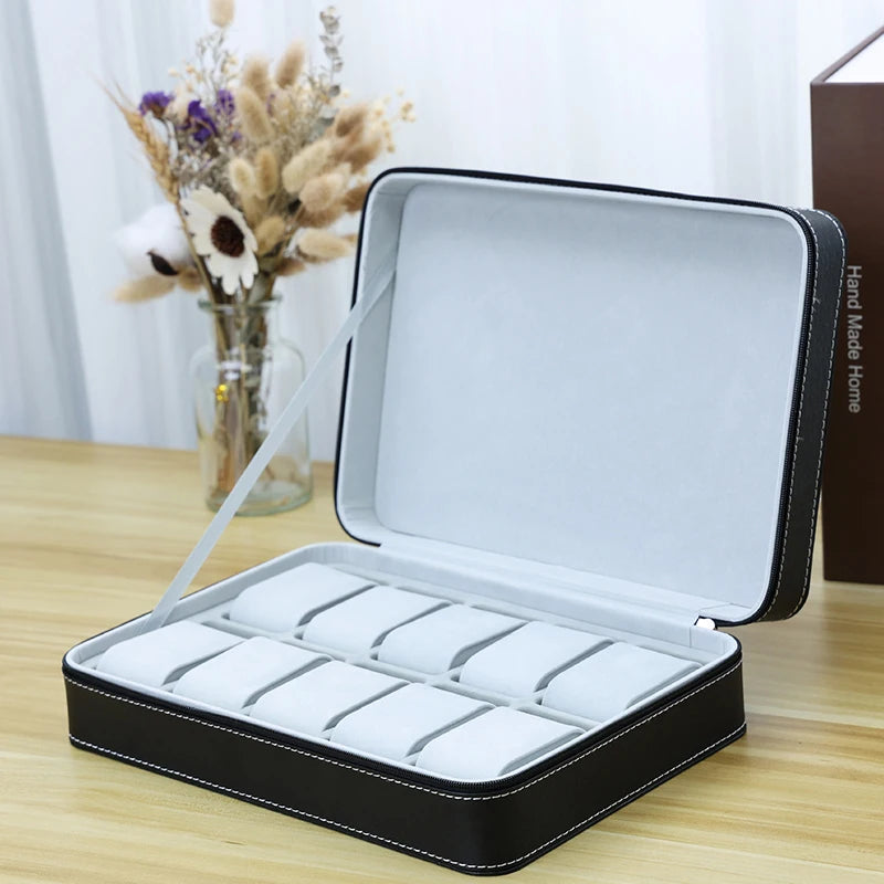 Leather Watch Box – 12 Slot Travel Zipper Case | CHRONVAULT™