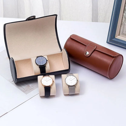 3-Slot Travel Watch Box in Saddle-Tone Leather | CHRONVAULT™