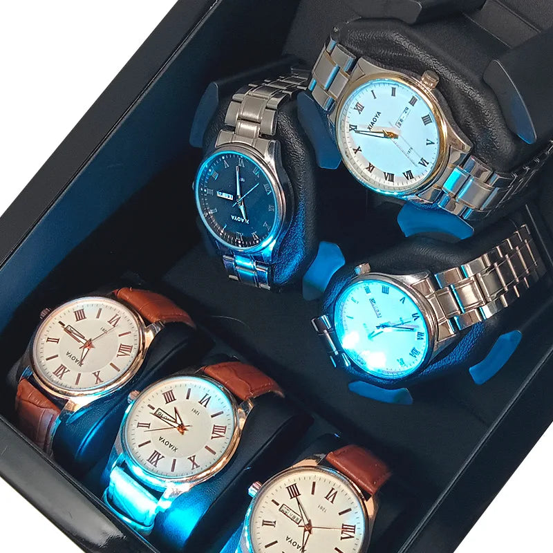 Wooden Watch Winder 3+3 – Automatic Multi-Rotation Display Box | CHRONVAULT™