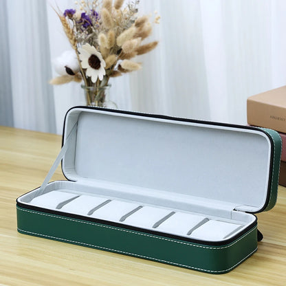 Leather Watch Box – 6 Slot Travel Zipper Case | CHRONVAULT™
