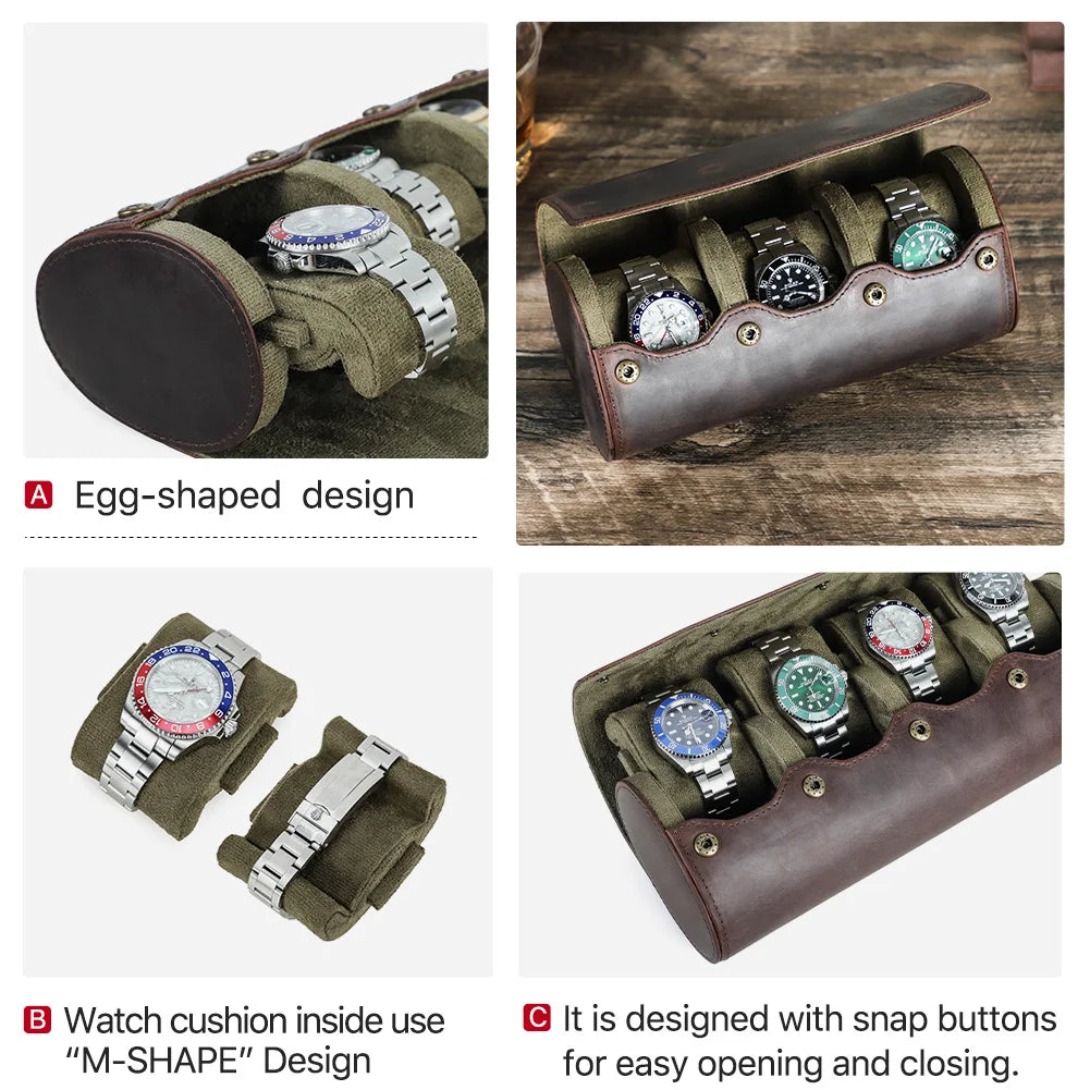 3-Slot Leather Watch box | CHRONVAULT™
