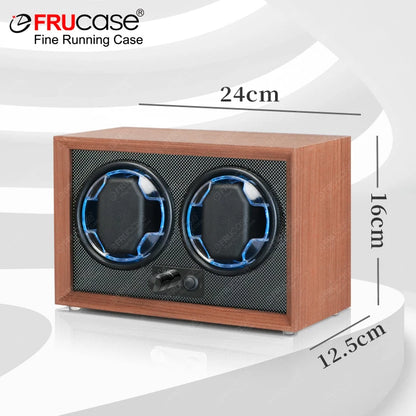 Double Watch Winder Box with Light – Wood Grain Display | CHRONVAULT™