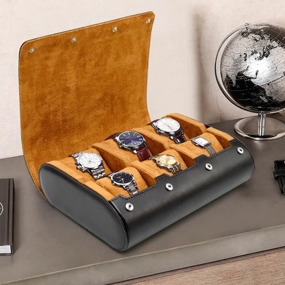 6-Slot Leather Watch Roll  | CHRONVAULT™