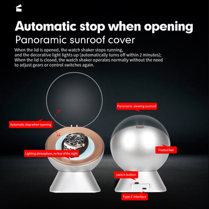 Watch Winder with Dome Cover – Intelligent Auto-Rotation & LED Light | CHRONVAULT™