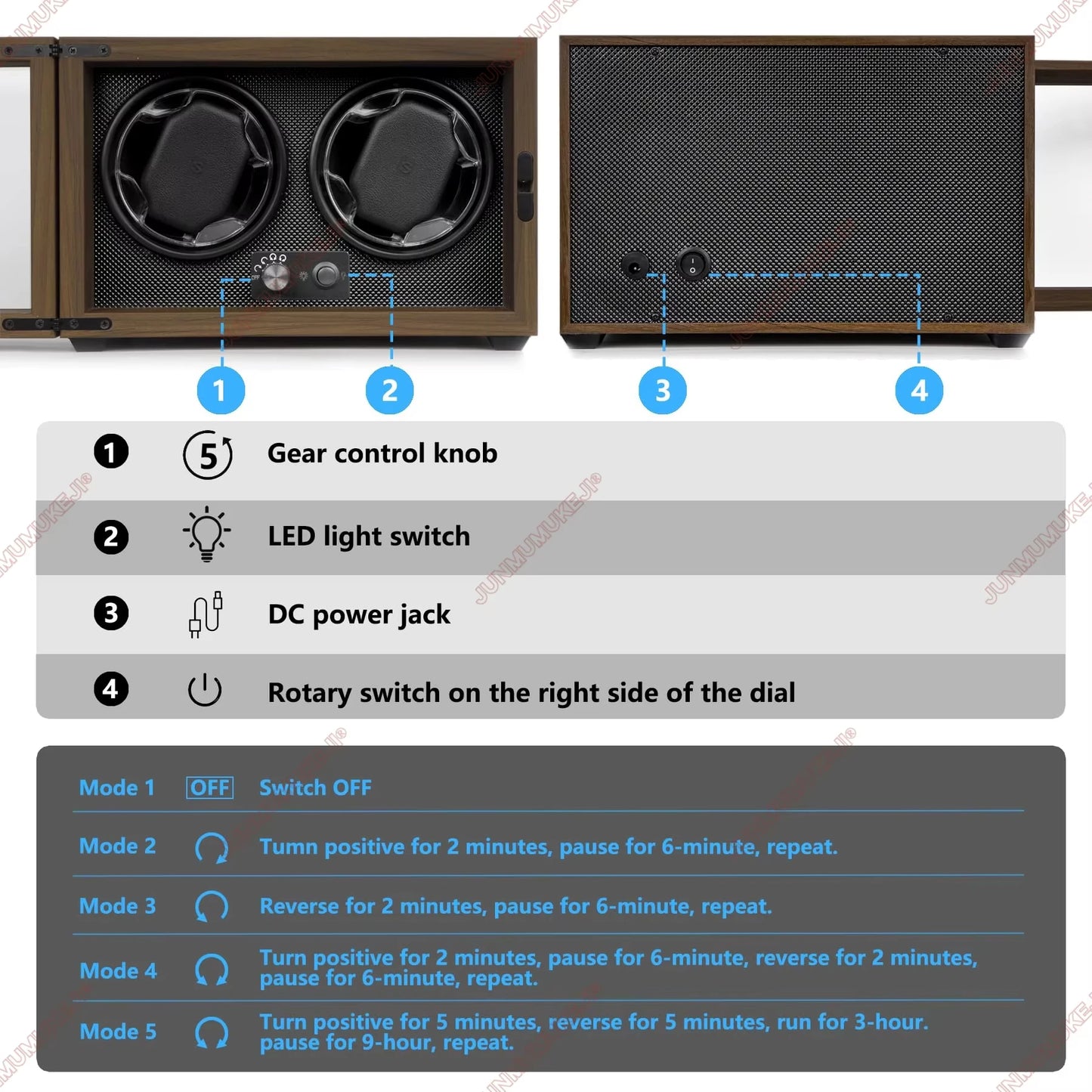 Wooden Dual Watch Winder with LED Light  | CHRONVAULT™