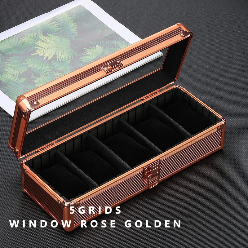 5-Slot Aluminum Watch Box – High-End Modular Display Case | CHRONVAULT™