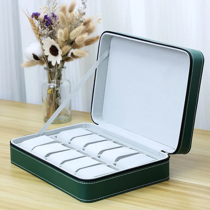 Leather Watch Box – 12 Slot Travel Zipper Case | CHRONVAULT™