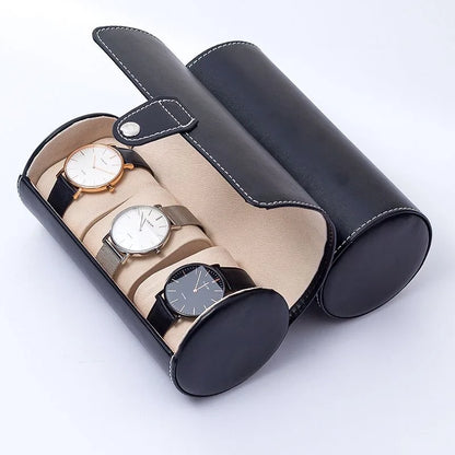 3-Slot Travel Watch Box in Saddle-Tone Leather | CHRONVAULT™