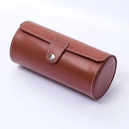 3-Slot Travel Watch Box in Saddle-Tone Leather | CHRONVAULT™