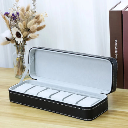 Leather Watch Box – 6 Slot Travel Zipper Case | CHRONVAULT™