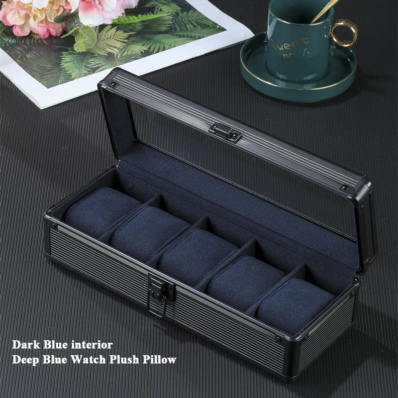 5-Slot Aluminum Watch Box – High-End Modular Display Case | CHRONVAULT™