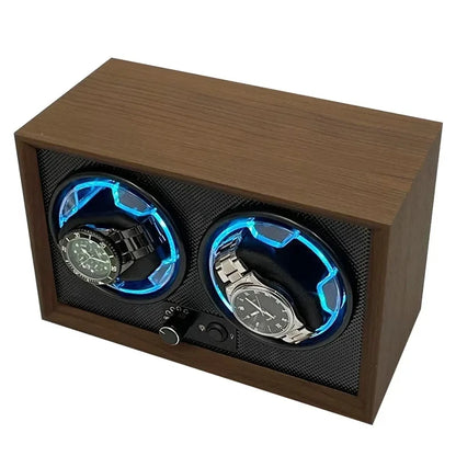 Wooden Watch Winder for two watches  – Silent Dual Motor  | CHRONVAULT™