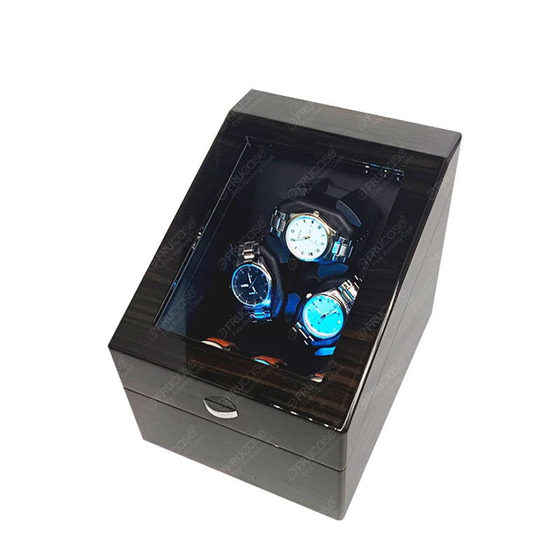 Wooden Watch Winder 3+3 – Automatic Multi-Rotation Display Box | CHRONVAULT™