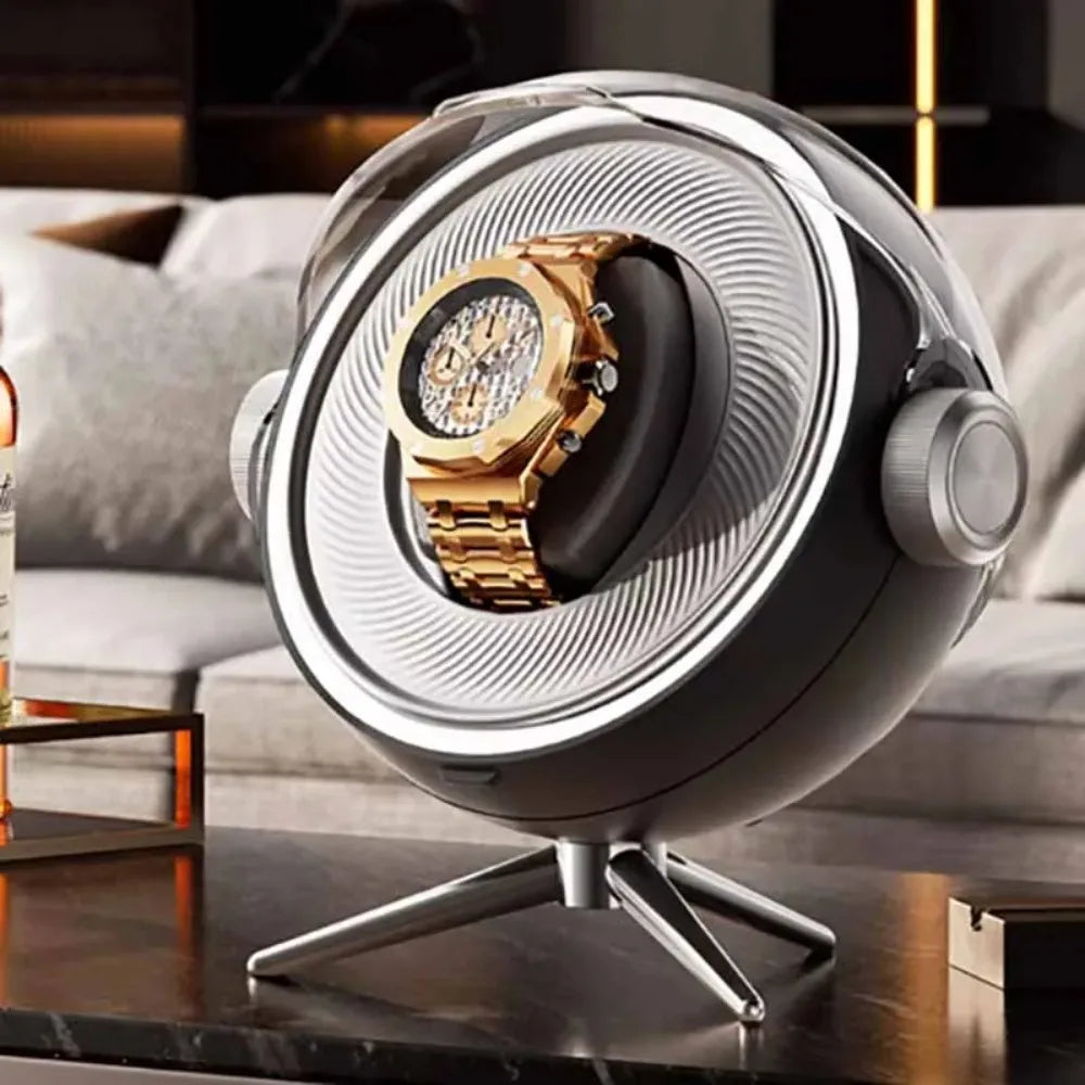 Watch Winder with LED & Anti-Magnetic Shielding – Silent Rotation | CHRONVAULT™