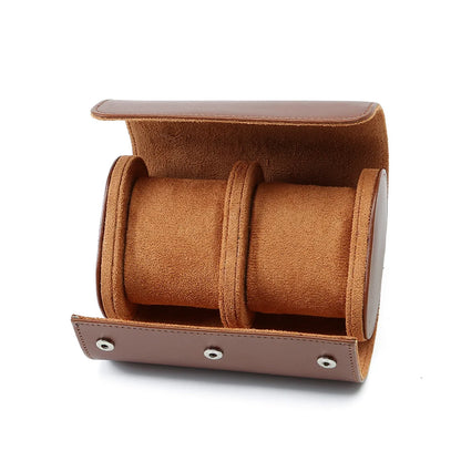 2-Slot Leather Watch Roll – Vintage Travel Case for Men | CHRONVAULT™